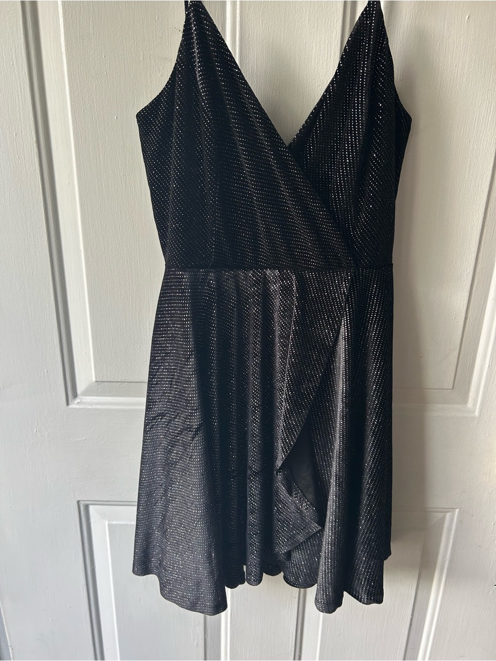 Windsor Black Metallic V-Neck Mini Dress